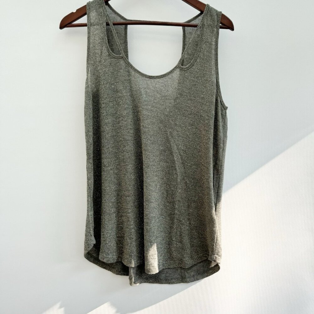 H.I.P. Top Women's Size Large Sleeveless Grey &‎ Gold Metallic Top